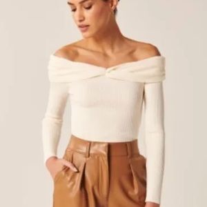 Abercrombie Off-the-Shoulder Twist Sweater Top
